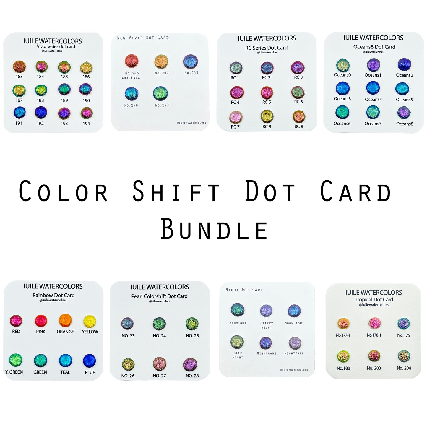 IUILE Dot Card Bundles Handmade Chrome Super Color Shift Shimmer Watercolor Paints