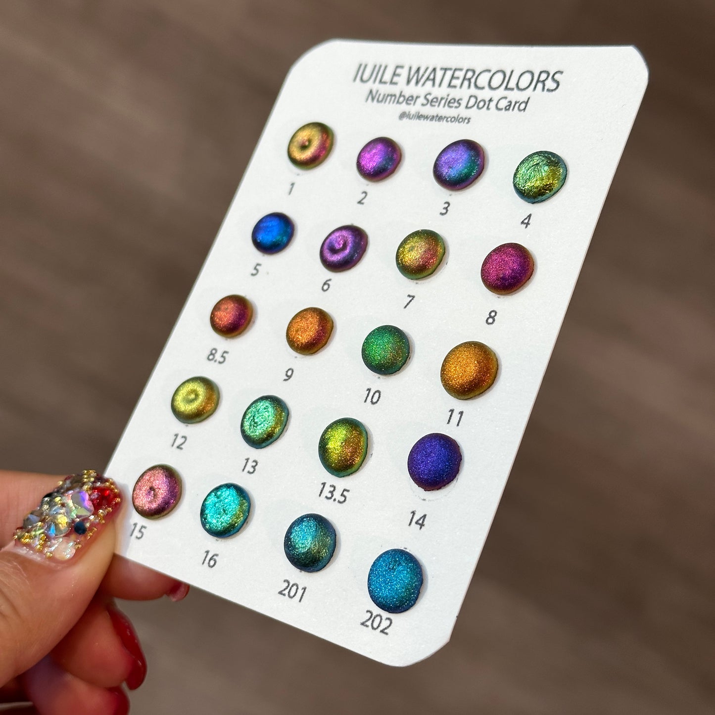 Completed Number Series Dot card Handmade Color Shift Aurora Shimmer Metallic Chameleon Watercolor Paints by iuilewatercolors