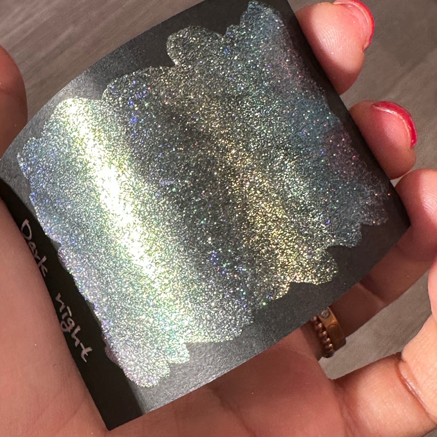 Quarter Dark Night Series Handmade Glittery Hologram shimmer watercolor Paint by iuilewatercolors