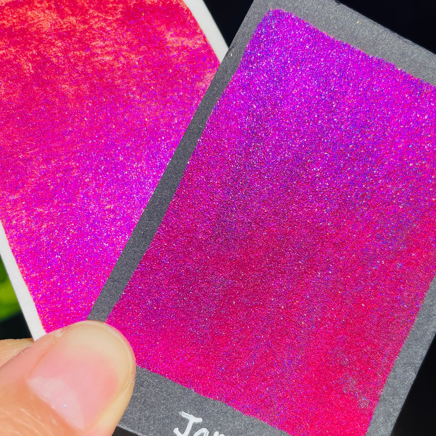 Jam pink Fell in love handmade shimmer mica watercolor paints Half pans