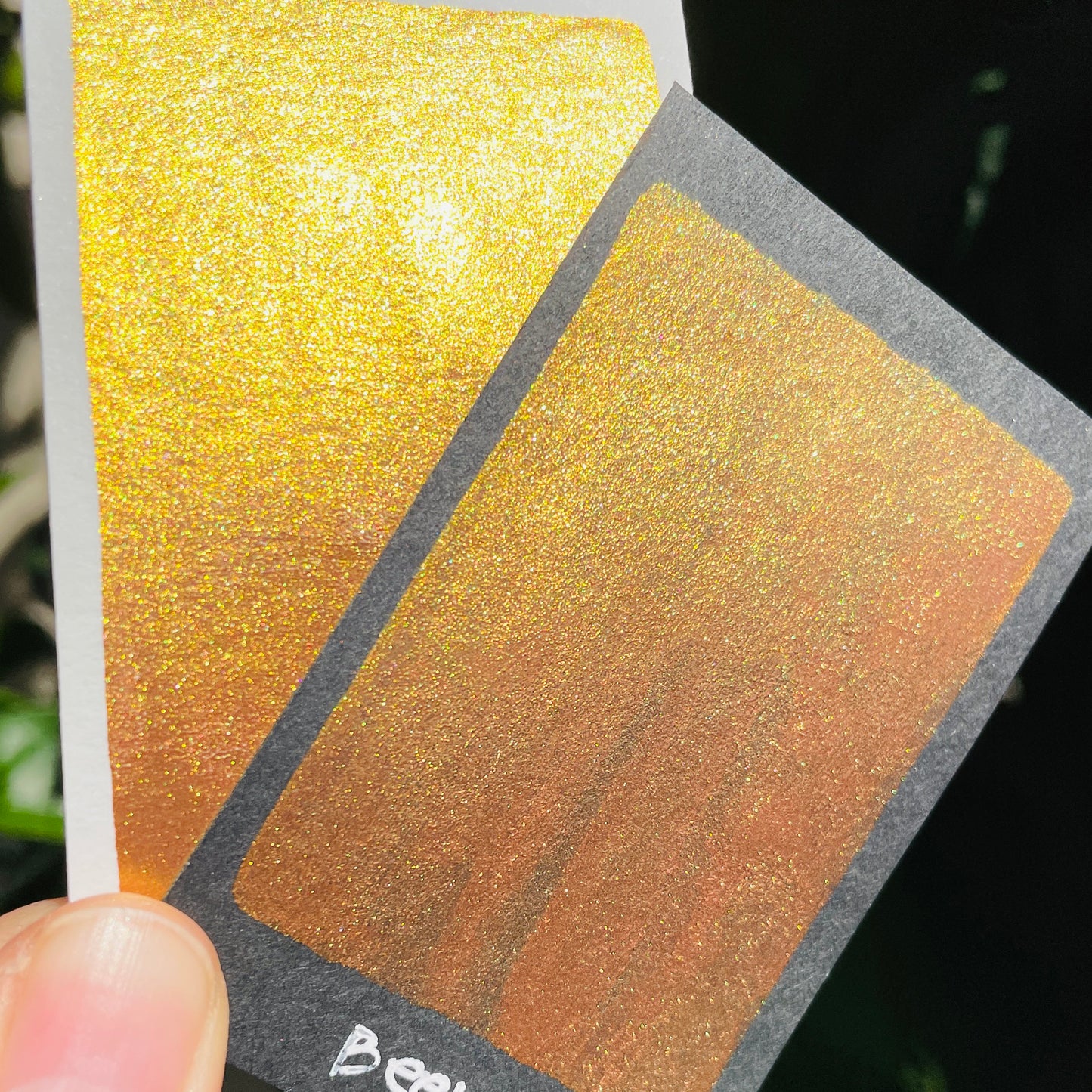 Beer gold Fell in love handmade shimmer mica watercolor paints Half pans