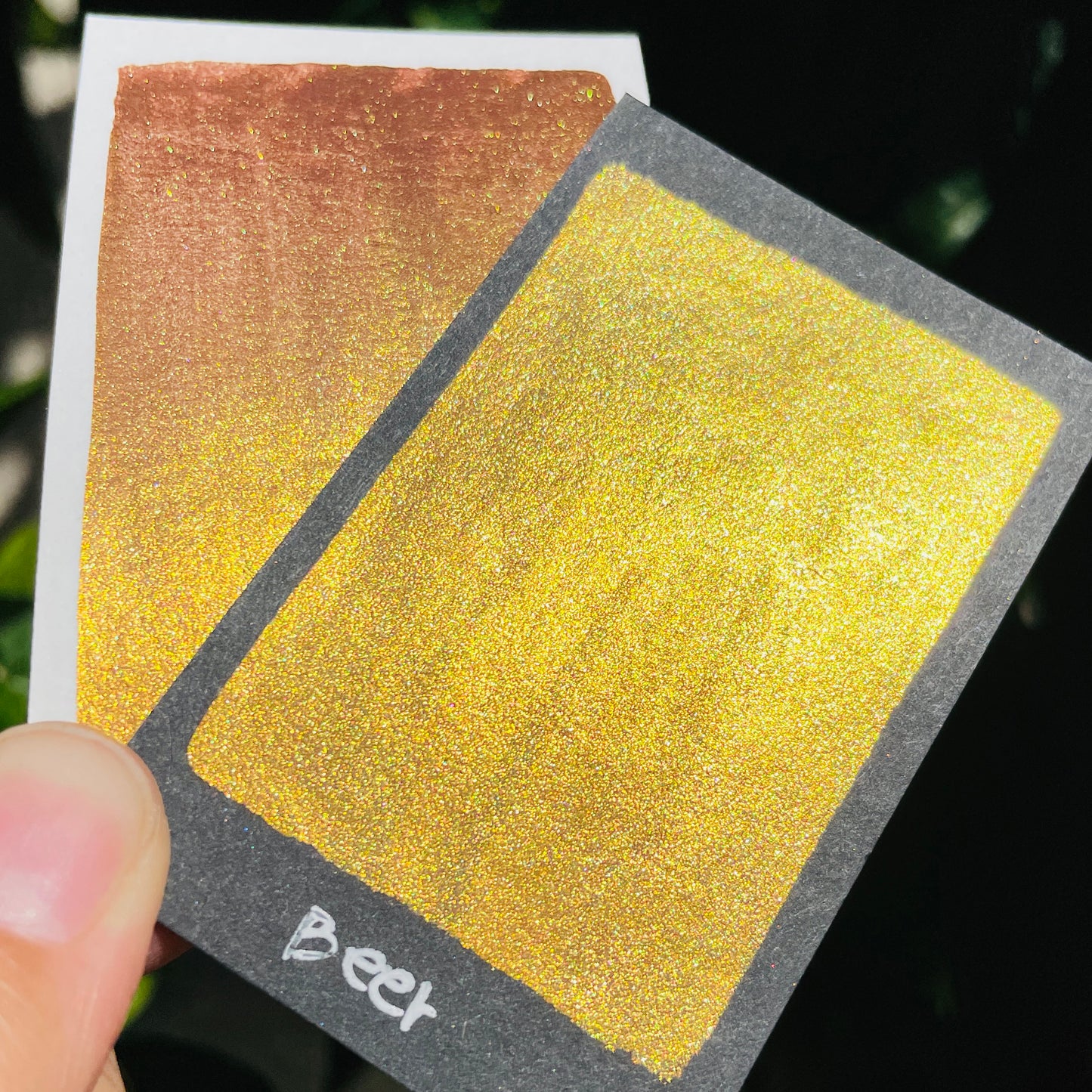 Beer gold Fell in love handmade shimmer mica watercolor paints Half pans