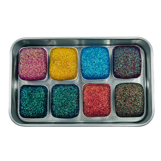 B glitter set chunky glitter watercolor paint Half pans
