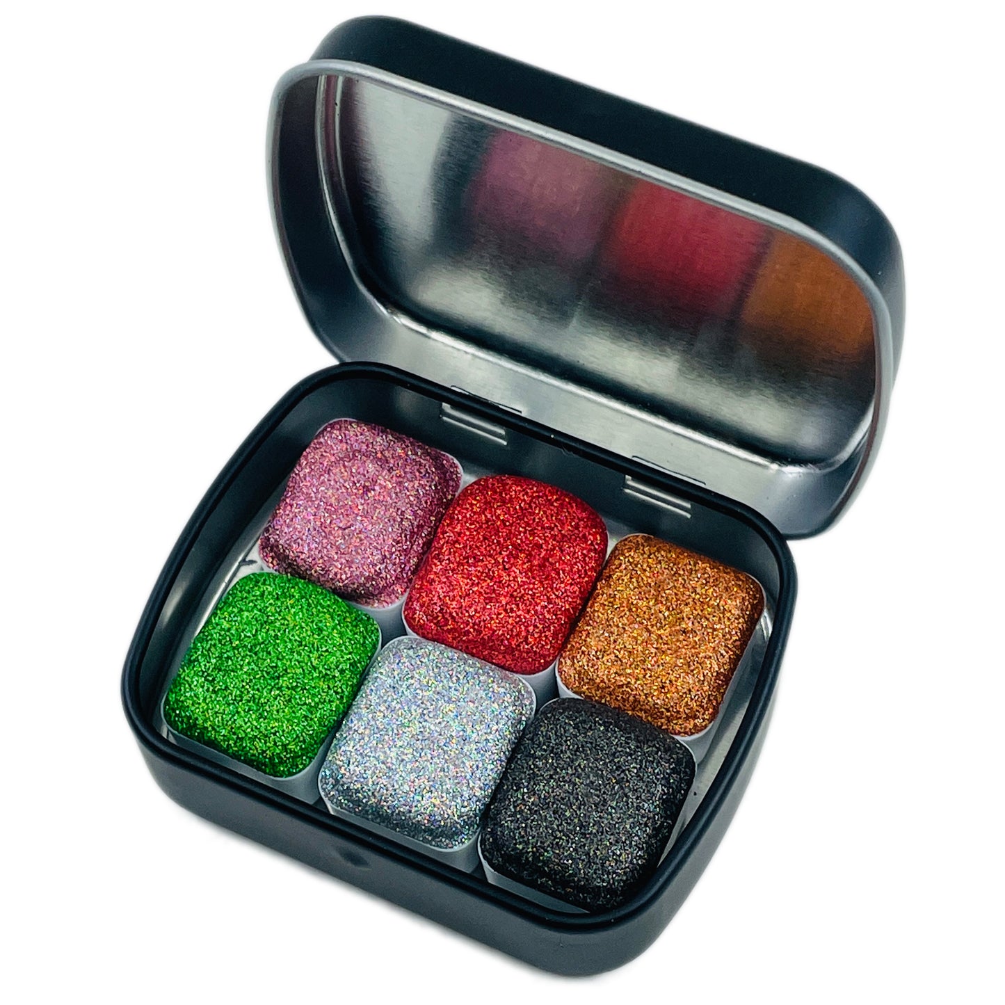 Galaxy set for Handmade Chunky Holo glitter watercolor paints half pans in Tin case