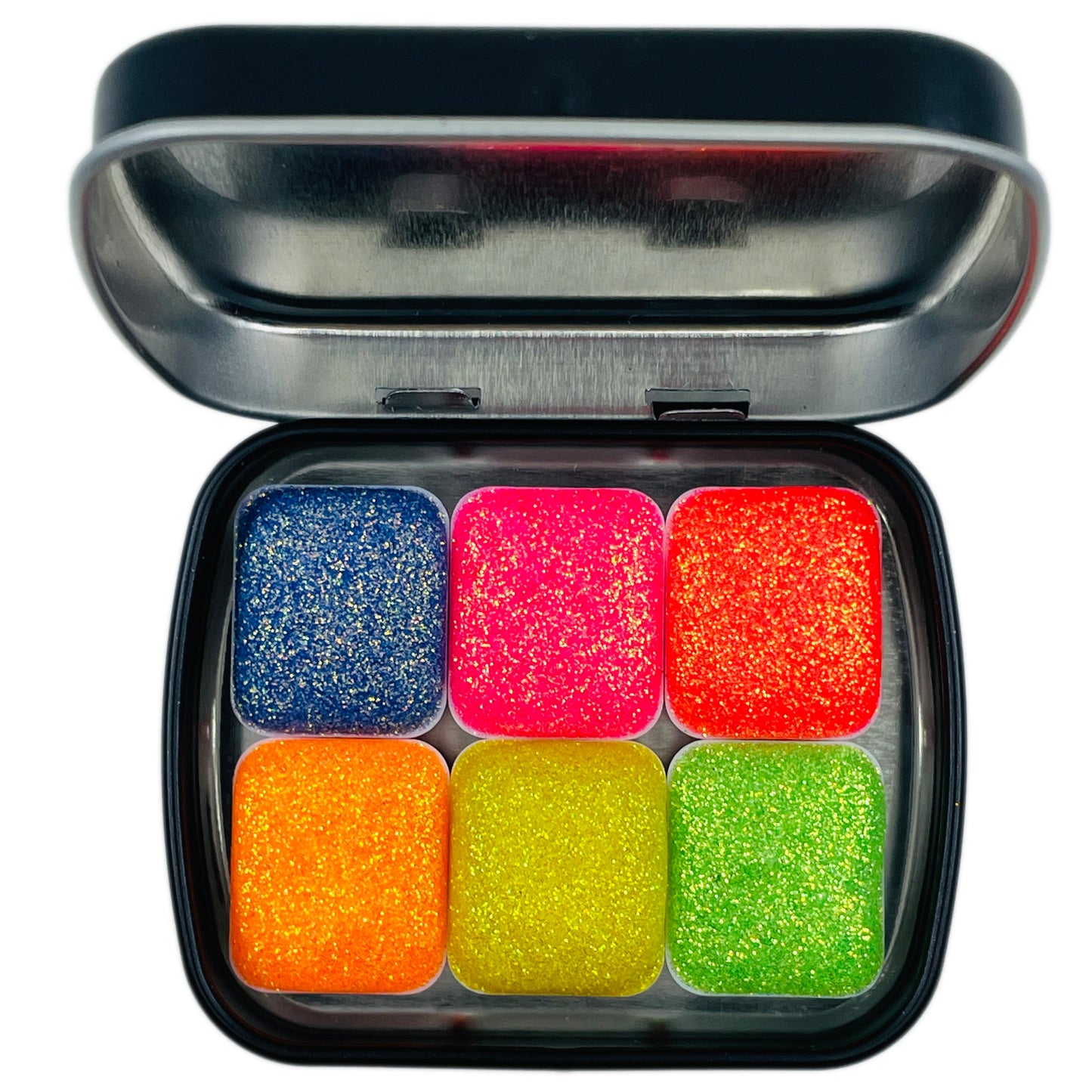 Jelly bean set Handmade Chunky glitter watercolor paints half pans in Tin case