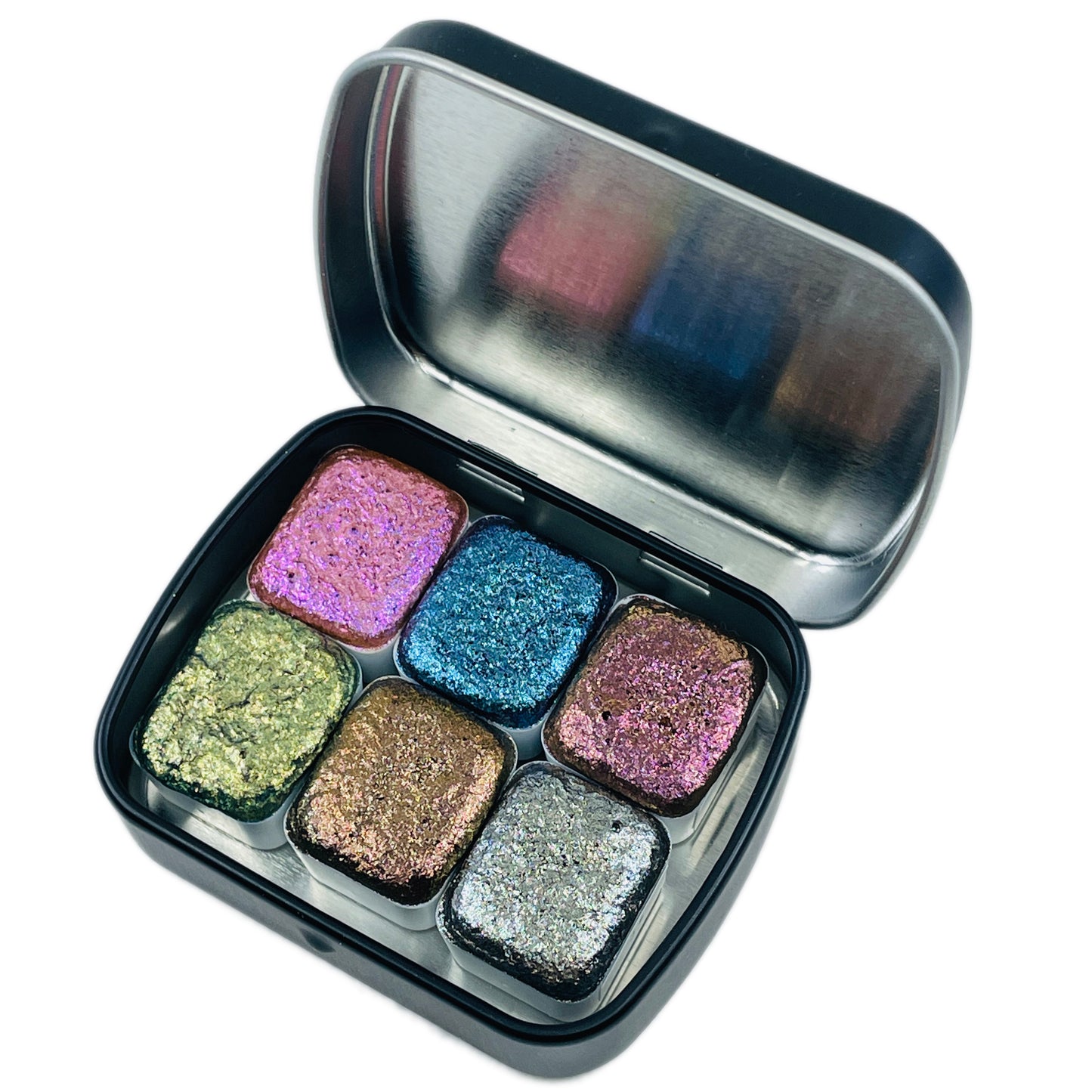 Last Chance! Jewel set handmade watercolor paints half pans in tin case