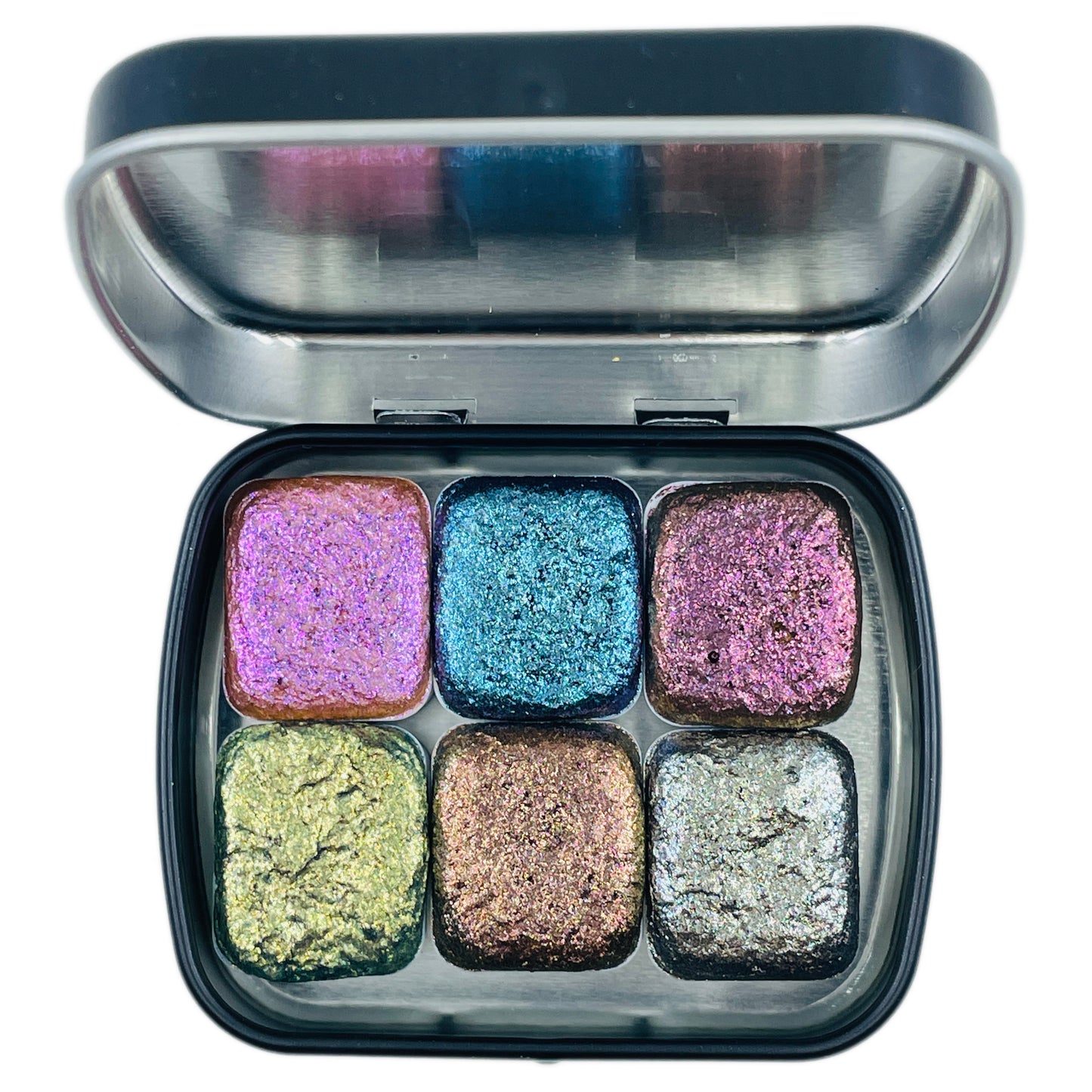 Last Chance! Jewel set handmade watercolor paints half pans in tin case