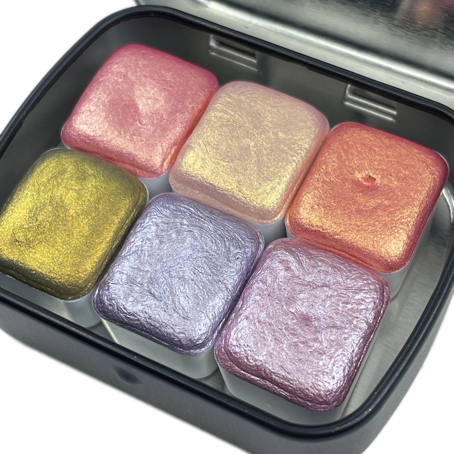 Pink gold set shimmer watercolor paint
