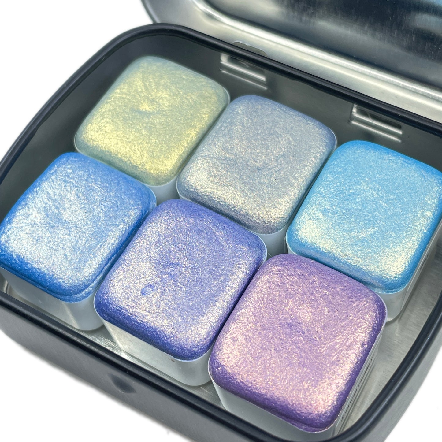 Blue Gold set watercolor paints Half pans