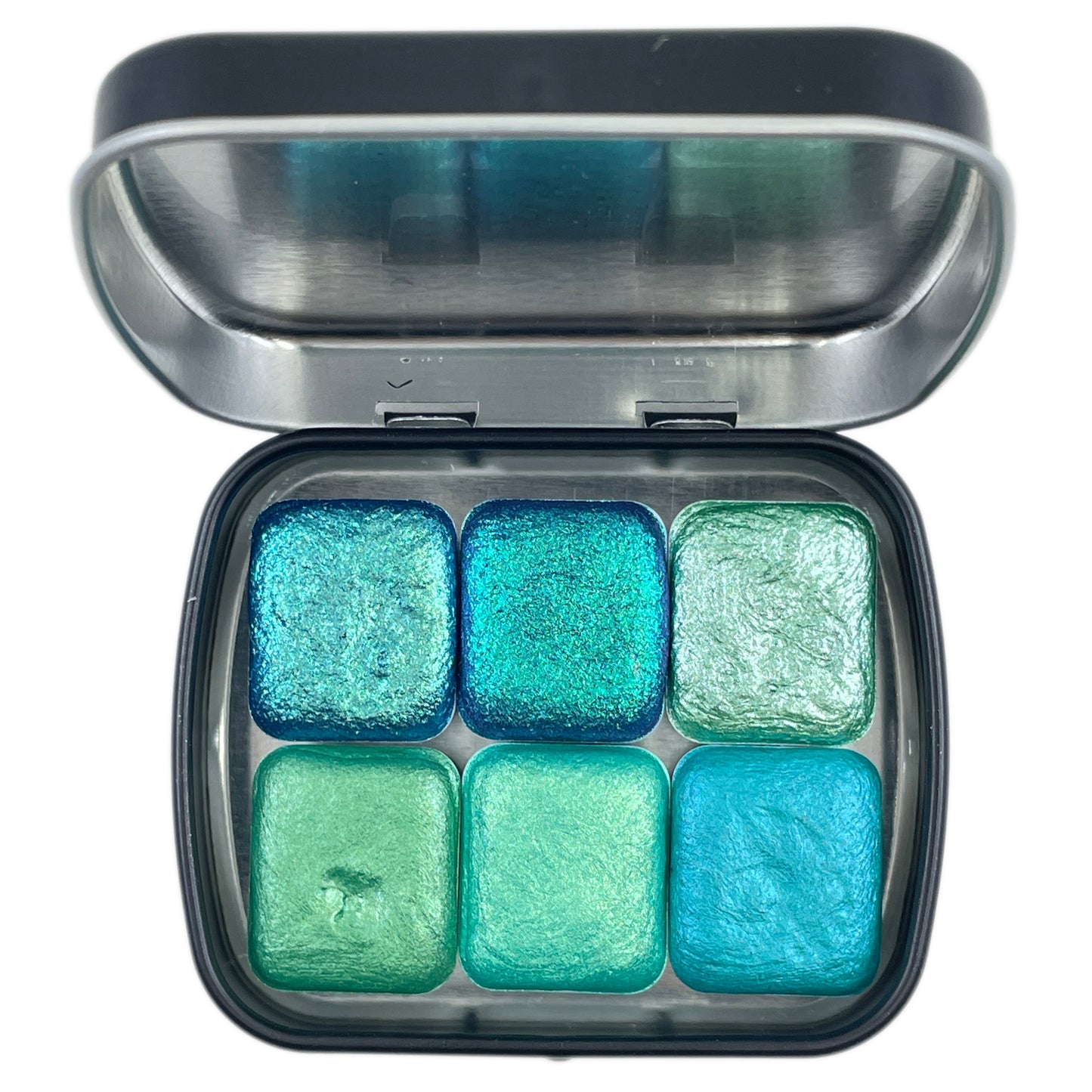 Teal set Handmade Shimmer Metallic Chameleon Colorshift Watercolor Paint Half By iuilewatercolors
