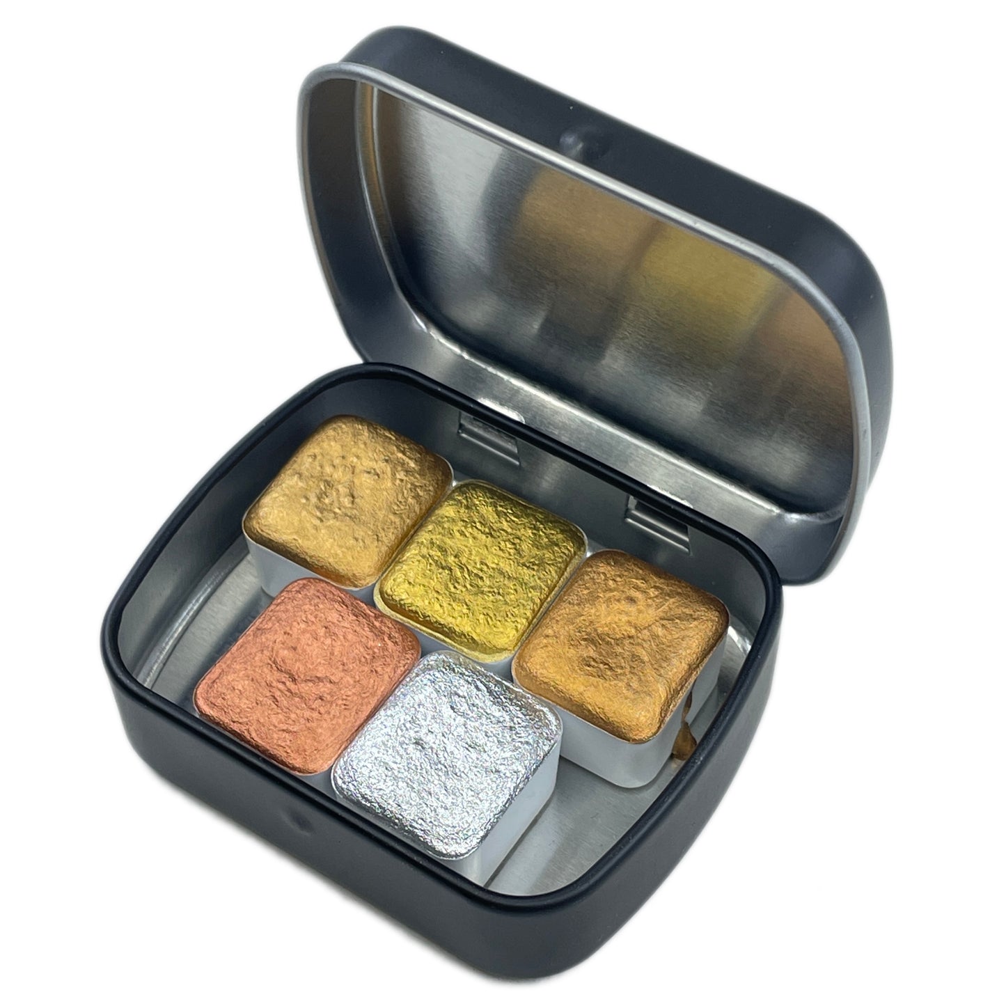 Extra fine set Metallic Chrome Handmade Watercolor Paints Half Pans