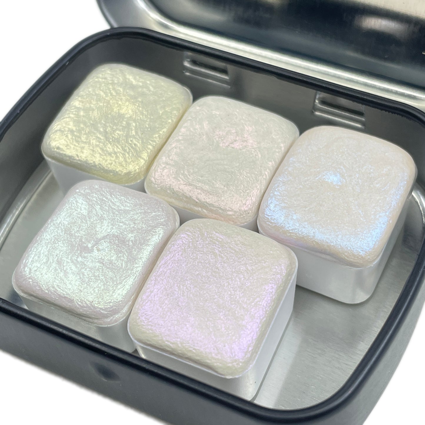 5 Color fairy set for Handmade Shimmer Metallic watercolor paints half pans in Tin case