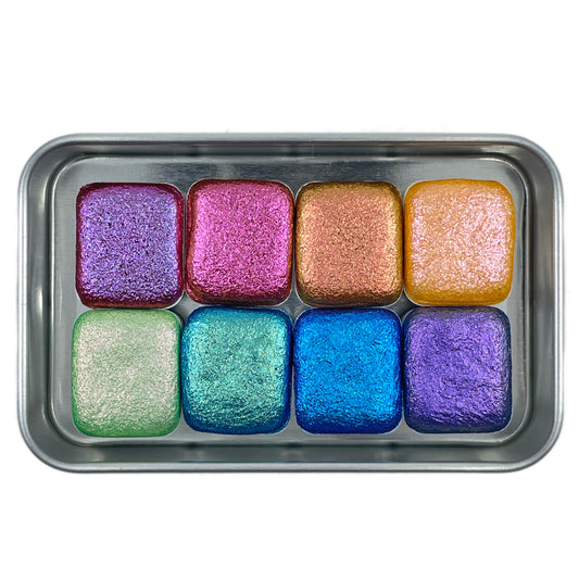 Chameleon half set handmade watercolor paints half pans in tin case