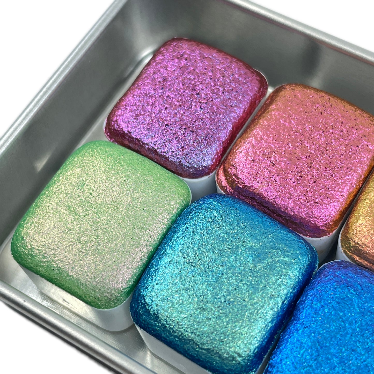 Chameleon half set handmade watercolor paints half pans in tin case