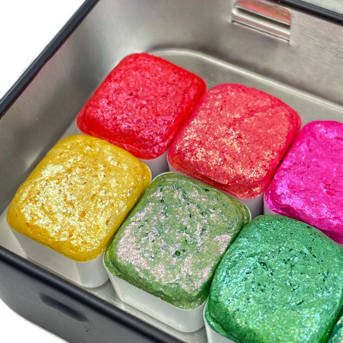 The Artist Set flakes mica Handmade Shimmer Sparkle watercolor paint half pans