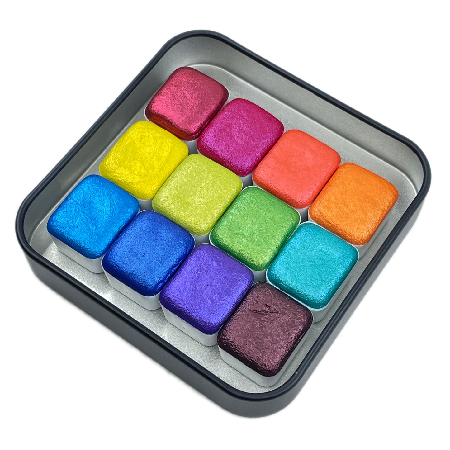 Mica H12 E set Handmade Shimmer Watercolor Paint half pans