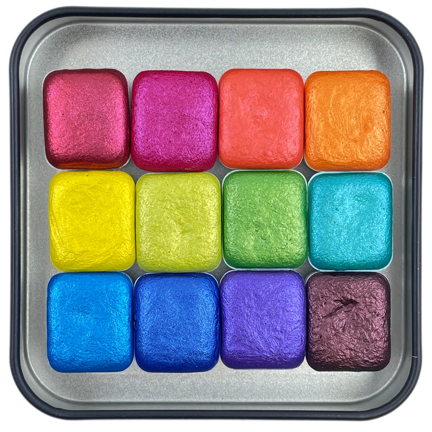 Mica H12 E set Handmade Shimmer Watercolor Paint half pans