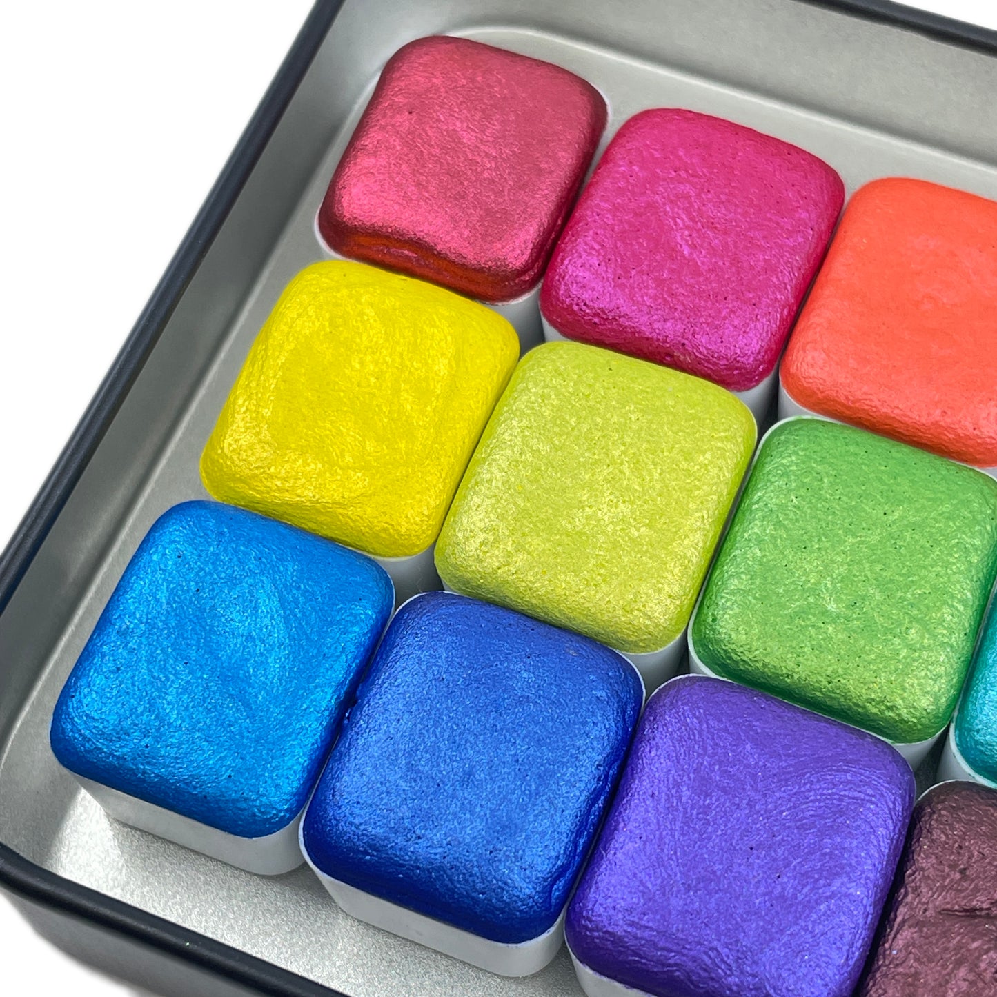 Mica H12 E set Handmade Shimmer Watercolor Paint half pans