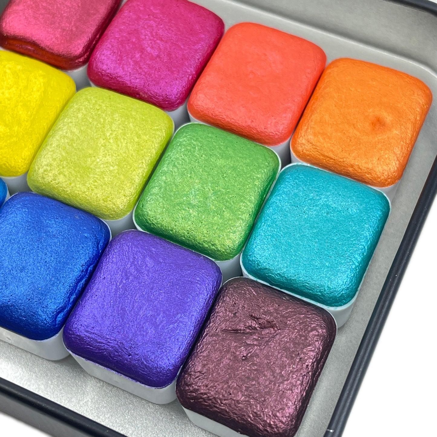 Mica H12 E set Handmade Shimmer Watercolor Paint half pans