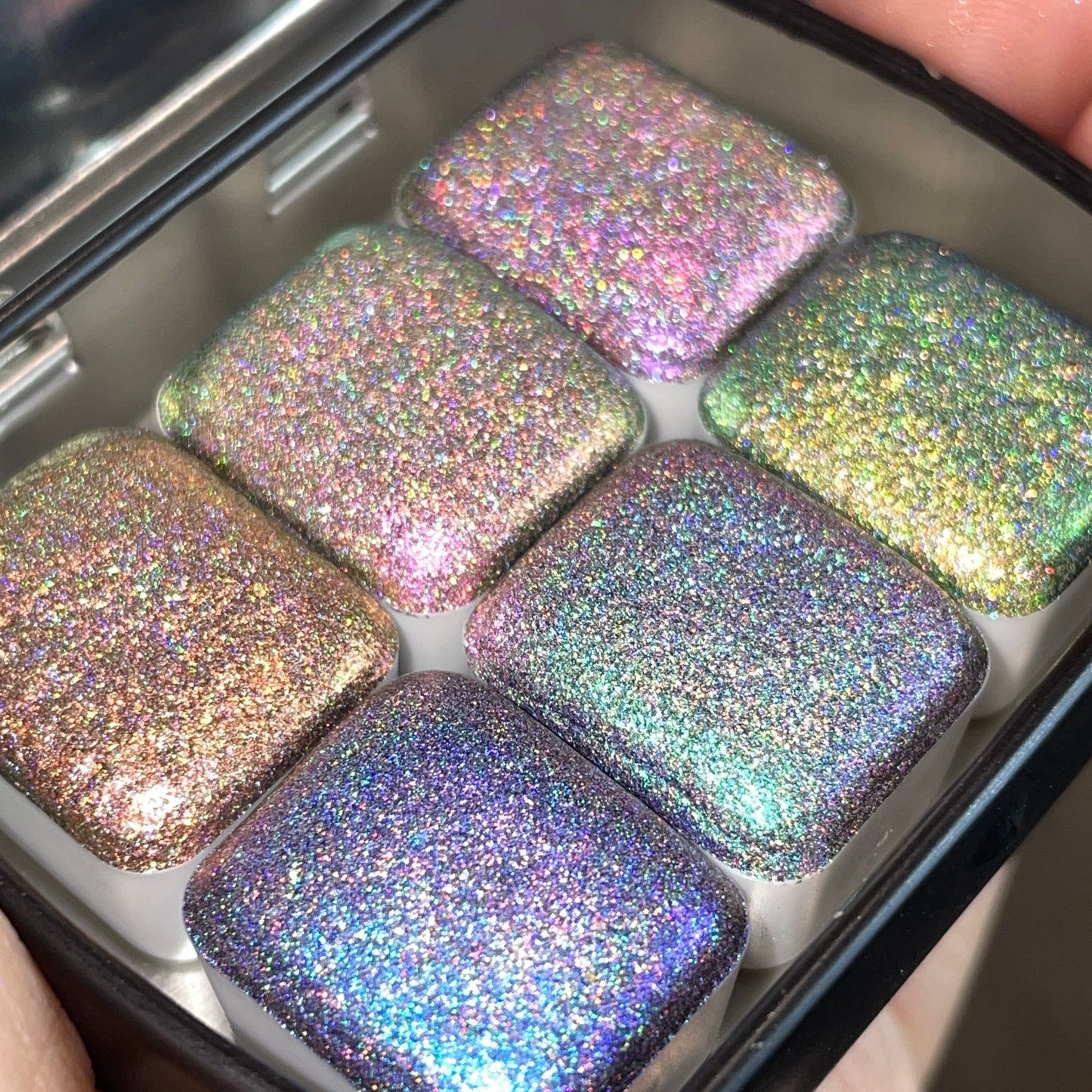 Half Perfection Set Hologram Super Color Shift Chrome Handmade Shimmer Glitter Watercolor Paint