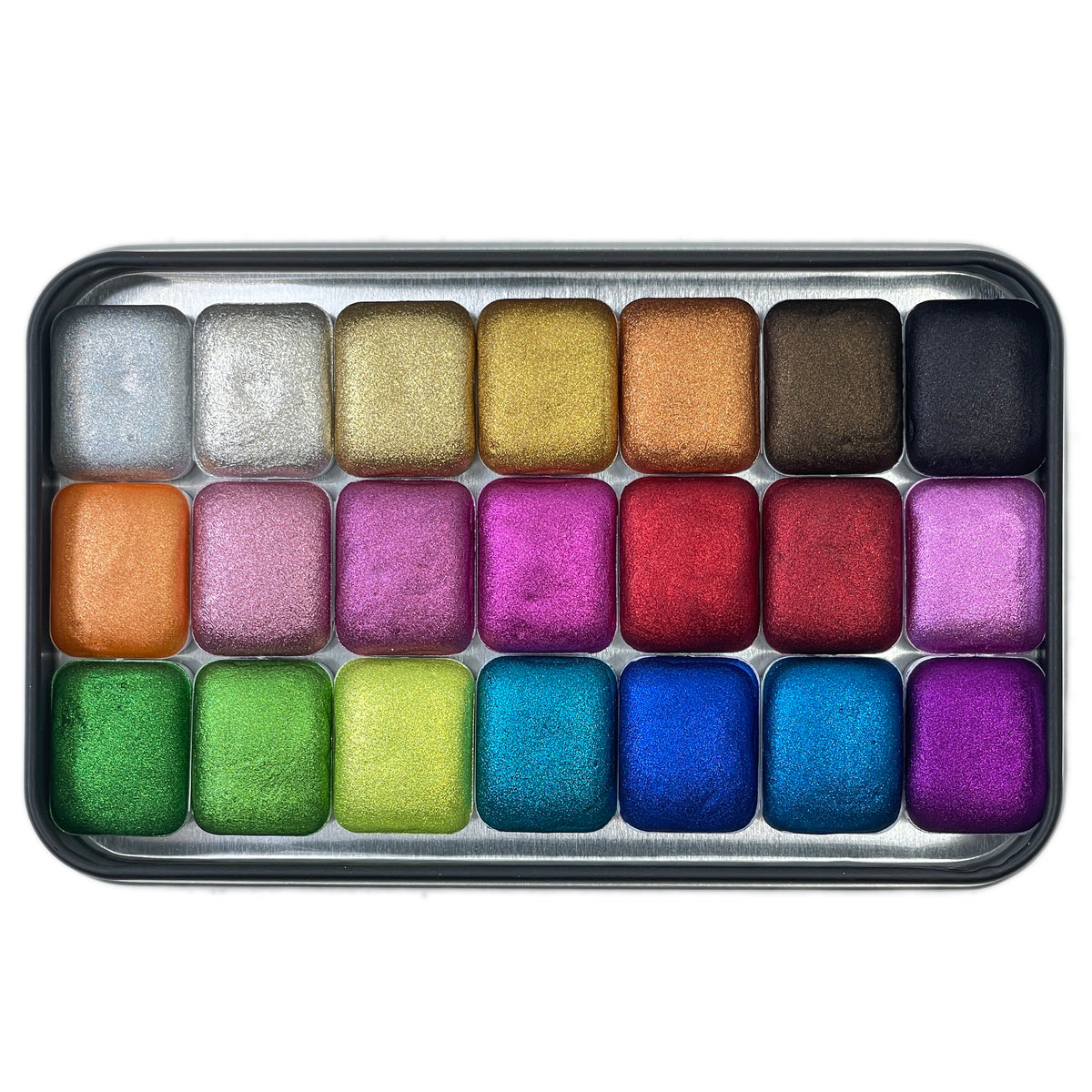 Rainbow1 set Handmade Shimmer Metallic Watercolor Paint Half By iuilew –  IUILE