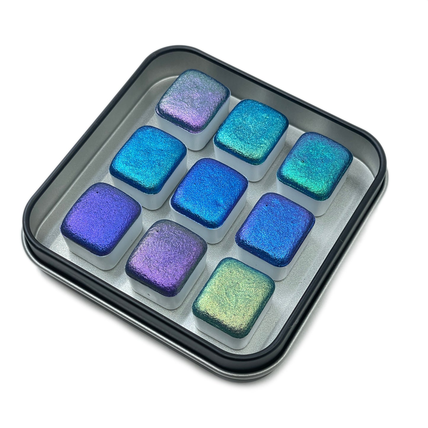 Oceans8 Half Set Handmade Color Shift Aurora Shimmer Metallic Chameleon Watercolor Paints by iuilewatercolors