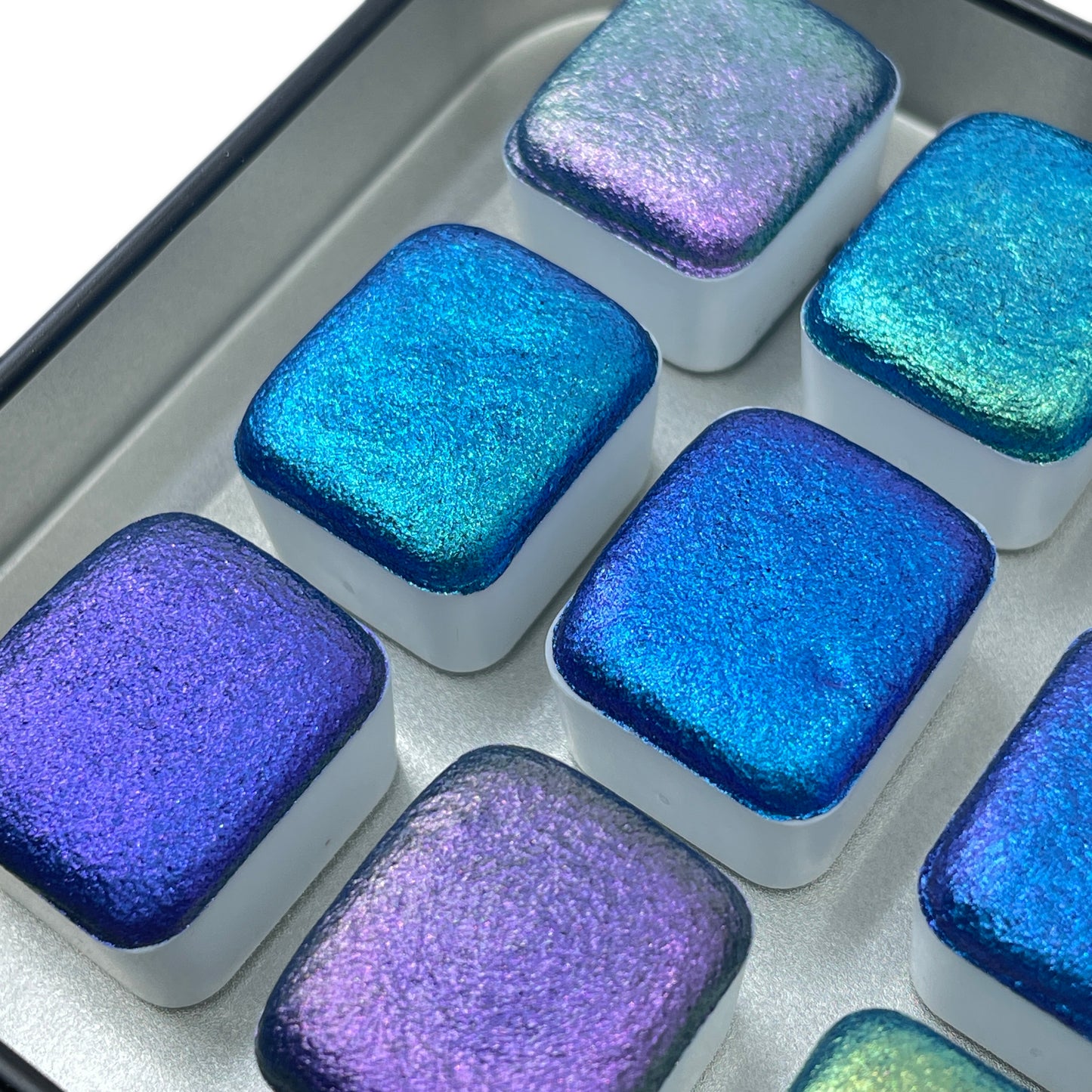 Oceans8 Half Set Handmade Color Shift Aurora Shimmer Metallic Chameleon Watercolor Paints by iuilewatercolors