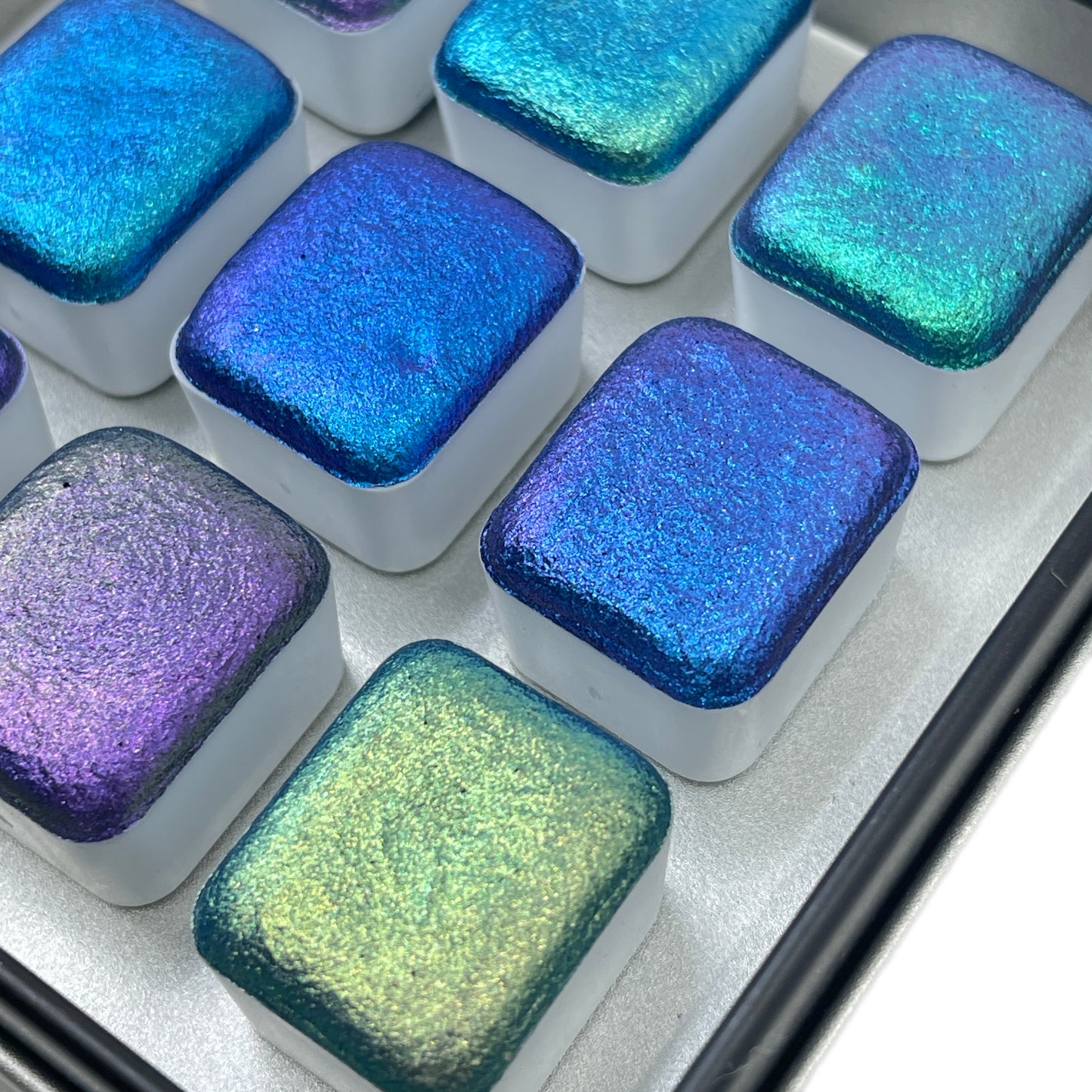 Oceans8 Half Set Handmade Color Shift Aurora Shimmer Metallic Chameleon Watercolor Paints by iuilewatercolors