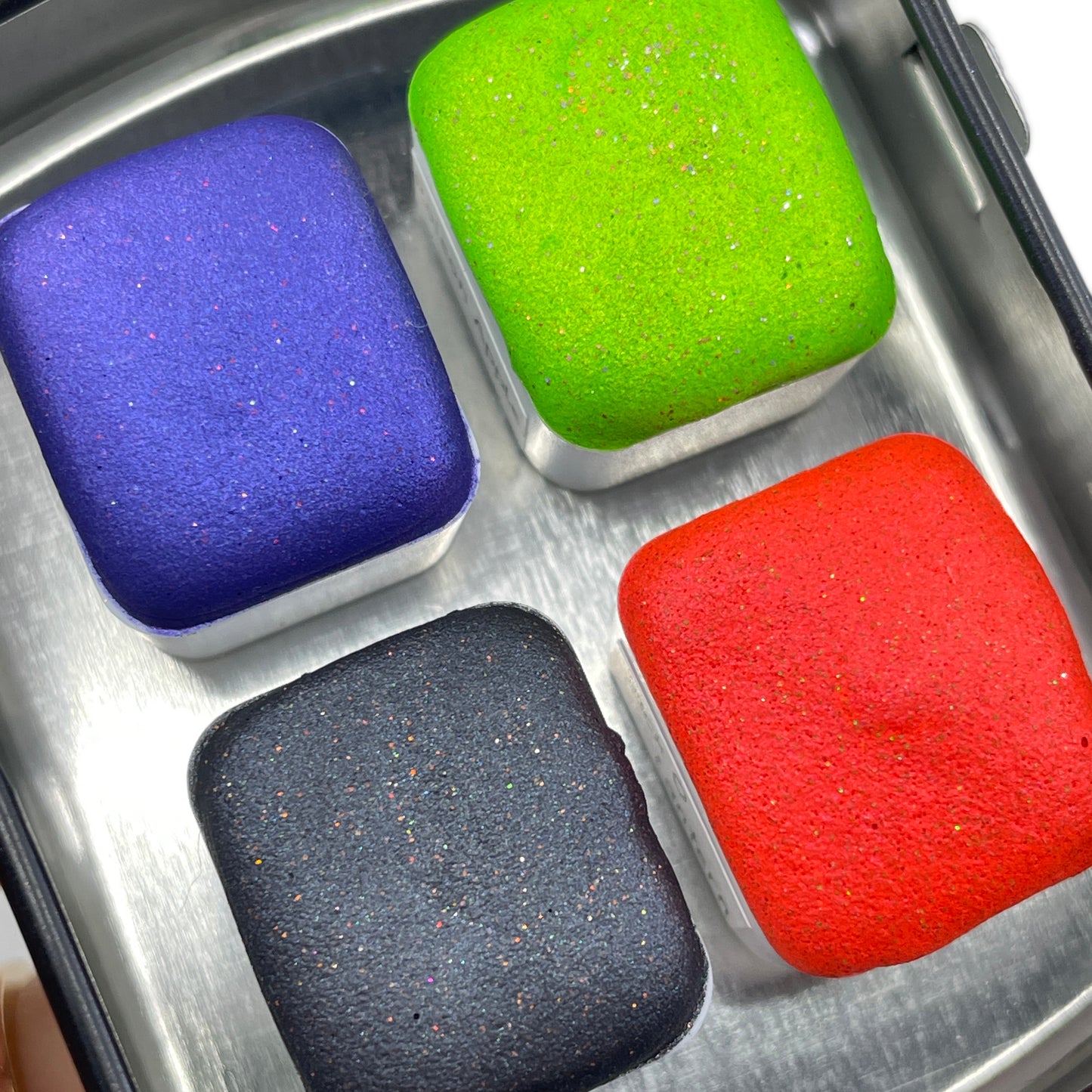 Halloween 2023  Set Handmade Shimmer Neon Glittery Watercolor Paints by iuilewatercolors