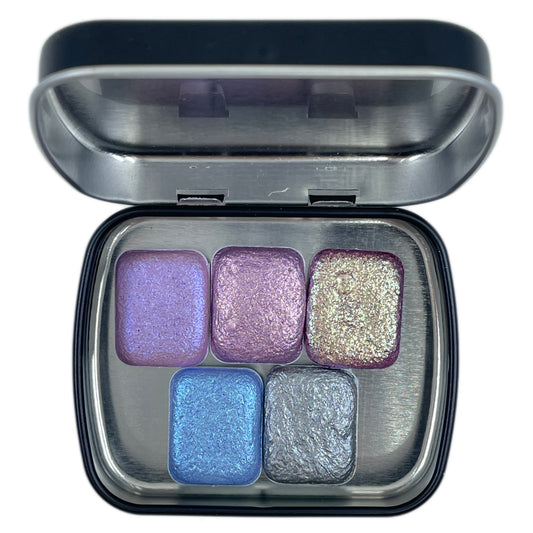 Last Chance! 5 Unicorn Set mica watercolor paints quarter pans in tin case