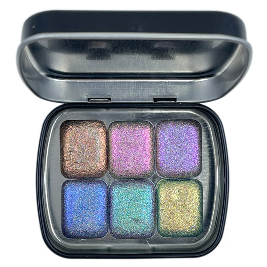 Quarter Perfection Set Hologram Super Color Shift Chrome Handmade Shimmer Glitter Watercolor Paint