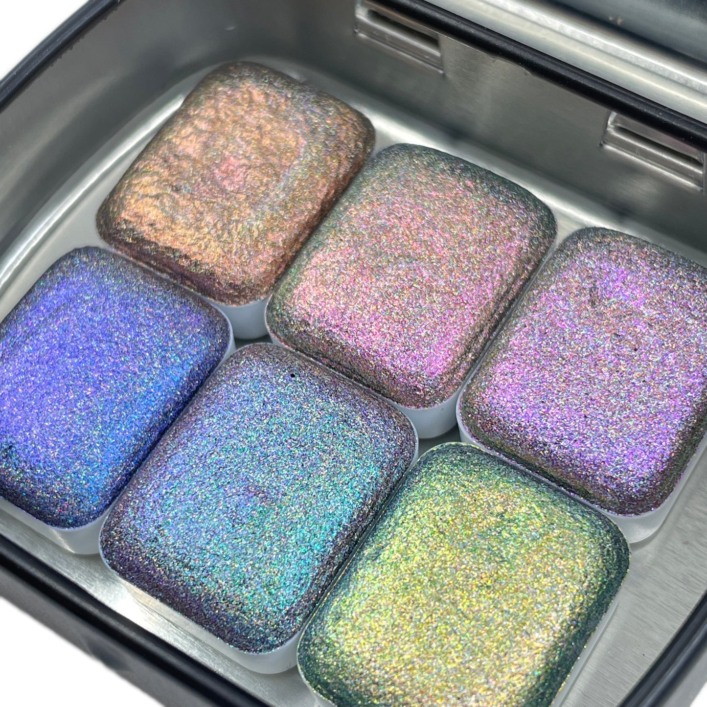 Quarter Perfection Set Hologram Super Color Shift Chrome Handmade Shimmer Glitter Watercolor Paint