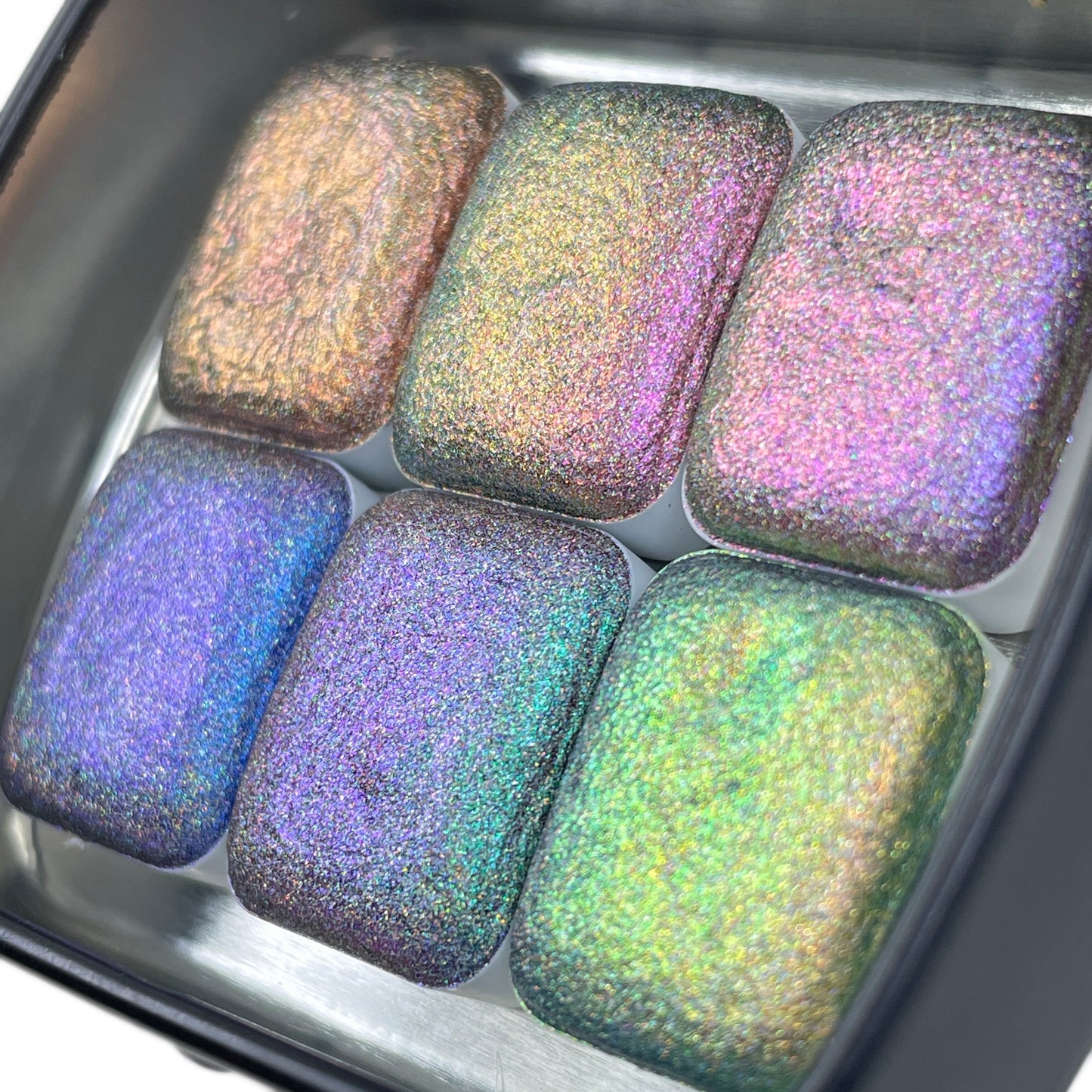 Quarter Perfection Set Hologram Super Color Shift Chrome Handmade Shimmer Glitter Watercolor Paint