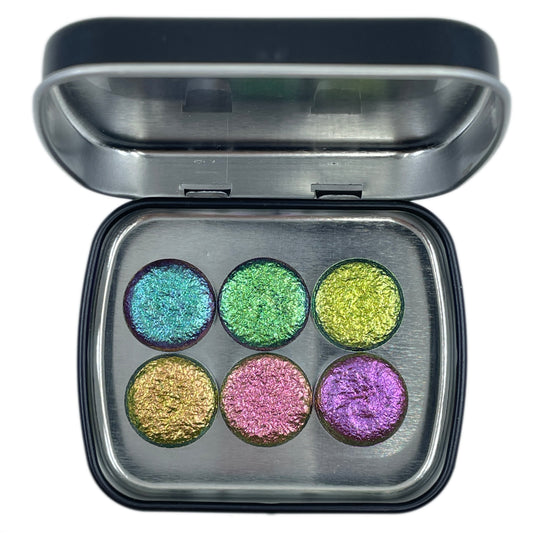 Button Pearl set handmade rainbow color shift watercolor paint