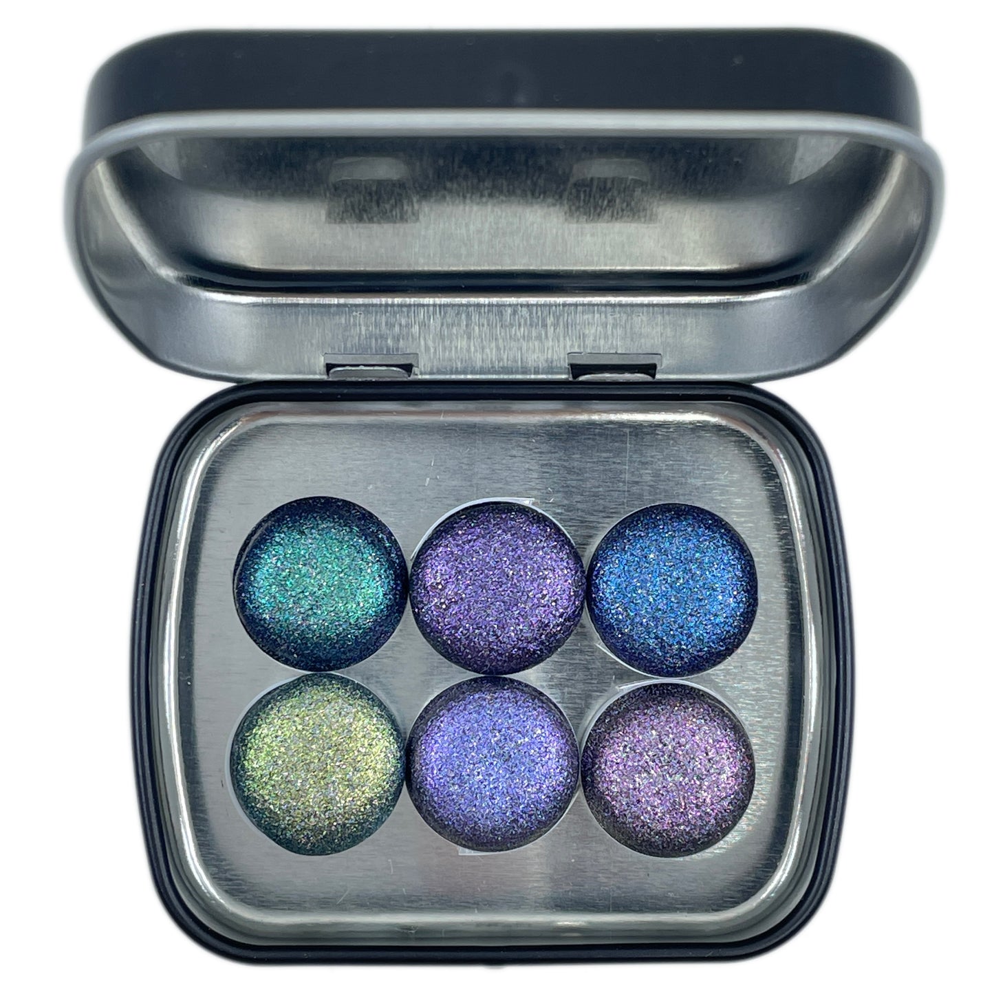 Button Night Series set Handmade Glittery Hologram shimmer watercolor Paint by iuilewatercolors