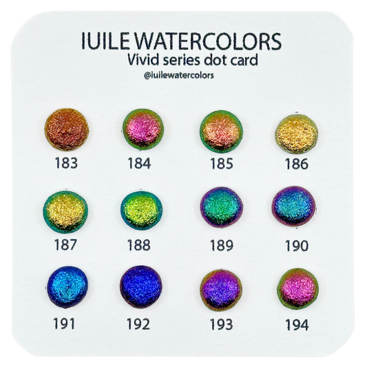 Vivid Dot Card Tester Sampler Watercolor Shimmer Glittery Paints