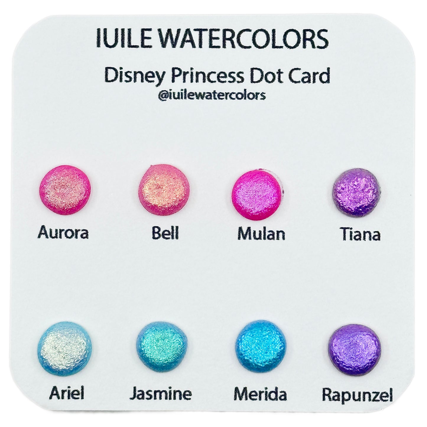 Disney princess Dot Card Tester Sampler Watercolor Shimmer Glittery Paints