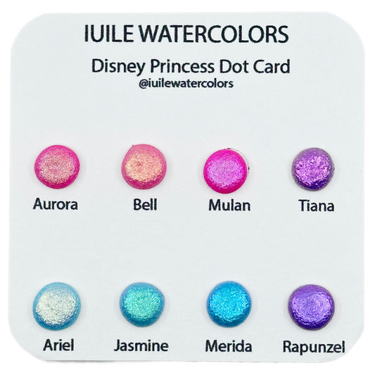Disney princess Dot Card Tester Sampler Watercolor Shimmer Glittery Paints