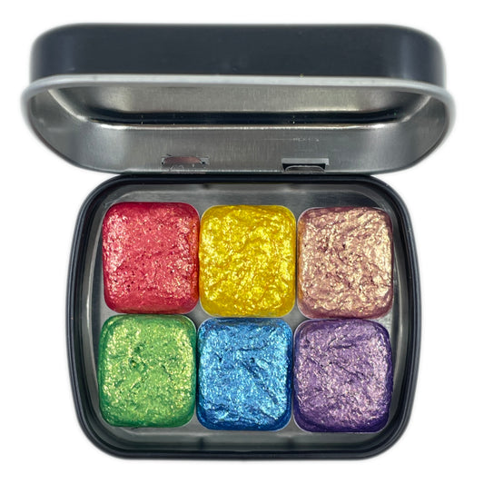 Last Chance! Bling Bling 1 Half Pan Handmade Color Shift Aurora Shimmer Metallic Chameleon Watercolor Paints by iuilewatercolors