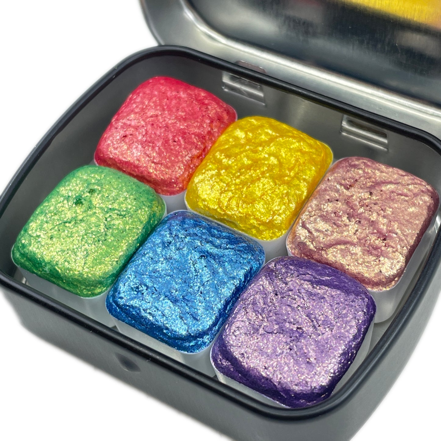 Bling Bling 1 Half Pan Handmade Color Shift Aurora Shimmer Metallic Chameleon Watercolor Paints by iuilewatercolors