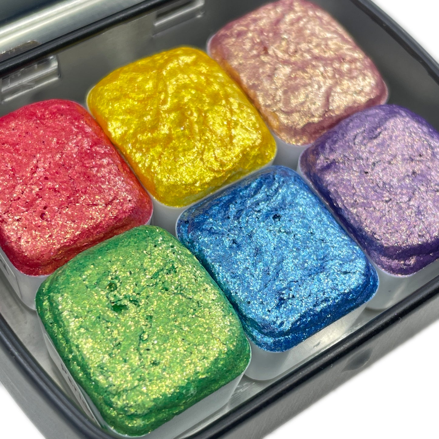 Bling Bling 1 Half Pan Handmade Color Shift Aurora Shimmer Metallic Chameleon Watercolor Paints by iuilewatercolors