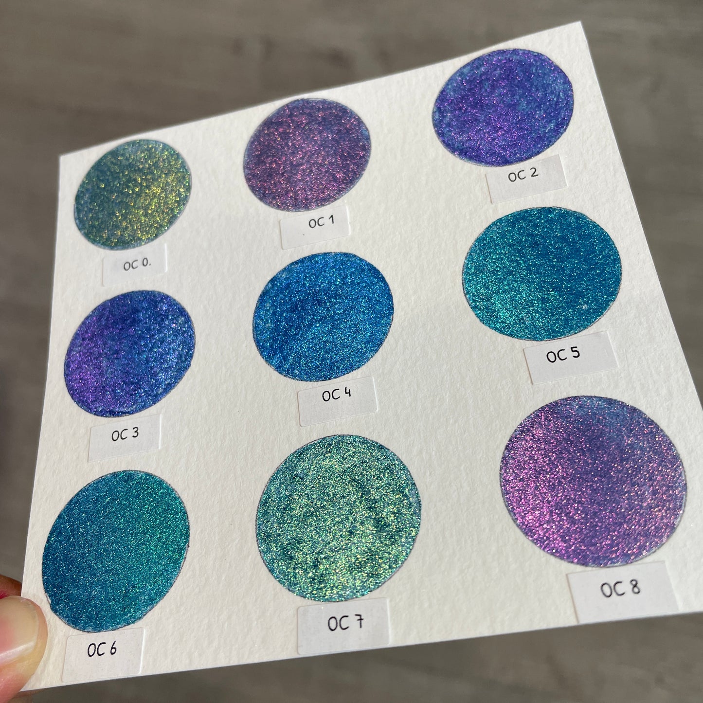 Oceans8 Button Pan Handmade Color Shift Aurora Shimmer Metallic Chameleon Watercolor Paints by iuilewatercolors