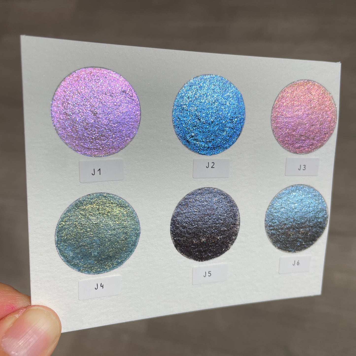 Last Chance! Jewel Dot Card Tester Sampler Watercolor Shimmer Glittery Paints