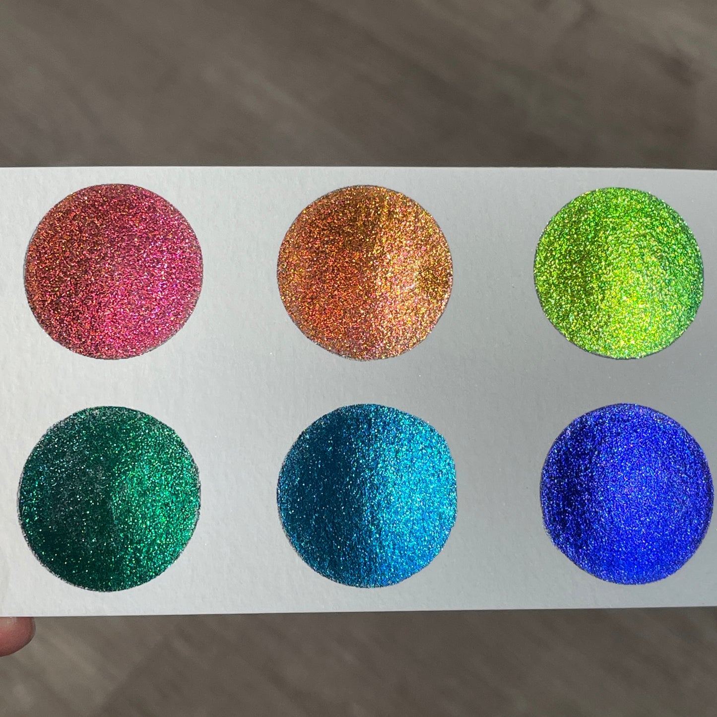 Vivid Q6 Quarter Pan Handmade Color Shift Aurora Shimmer Metallic Chameleon Watercolor Paints by iuilewatercolors