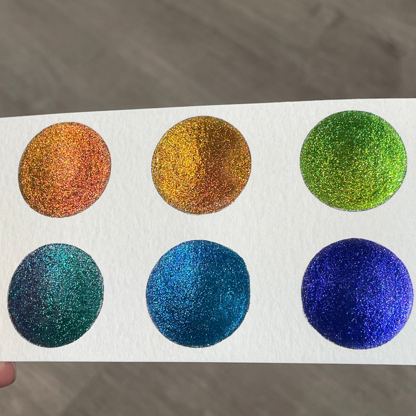 Vivid Q6 Quarter Pan Handmade Color Shift Aurora Shimmer Metallic Chameleon Watercolor Paints by iuilewatercolors