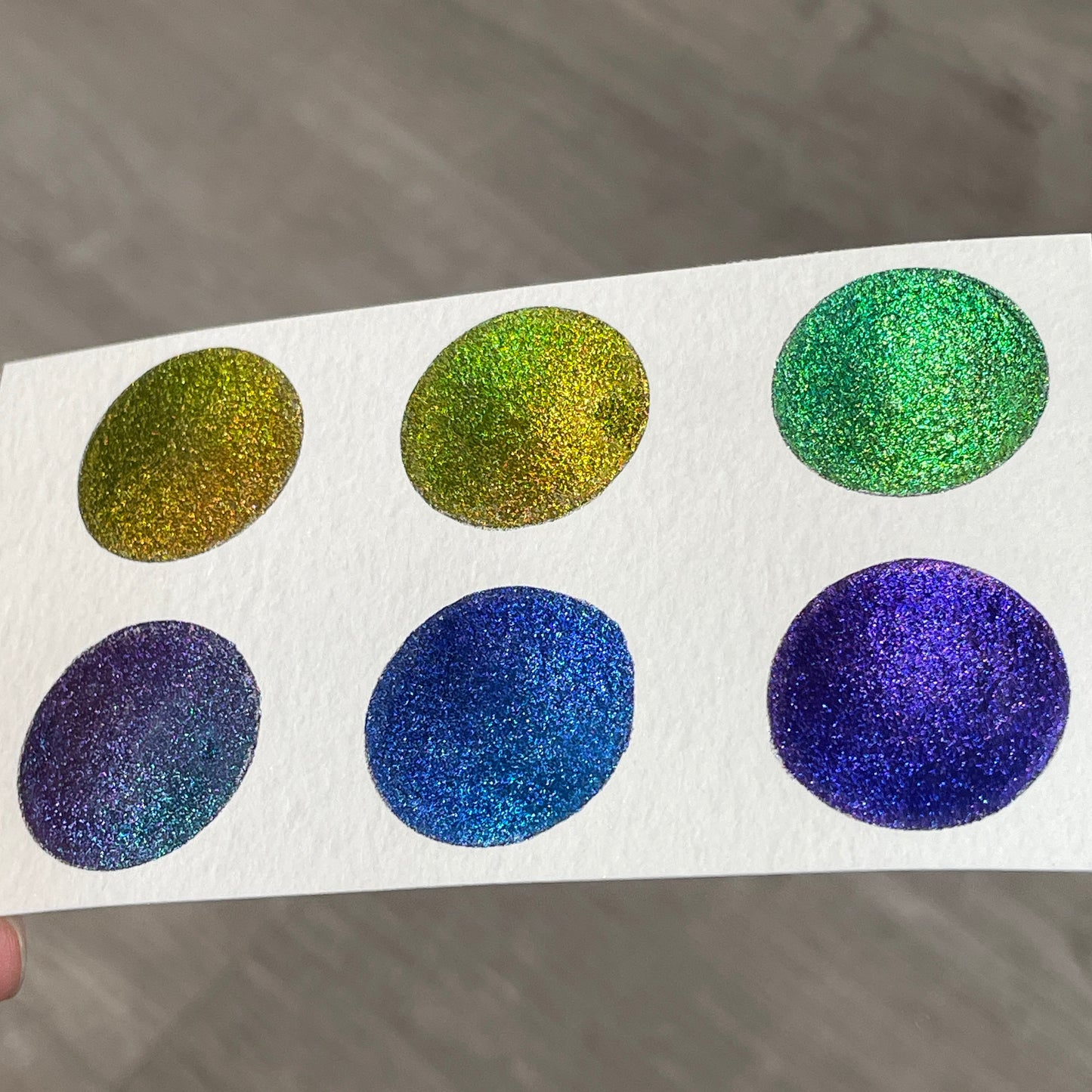 Vivid Q6 Quarter Pan Handmade Color Shift Aurora Shimmer Metallic Chameleon Watercolor Paints by iuilewatercolors