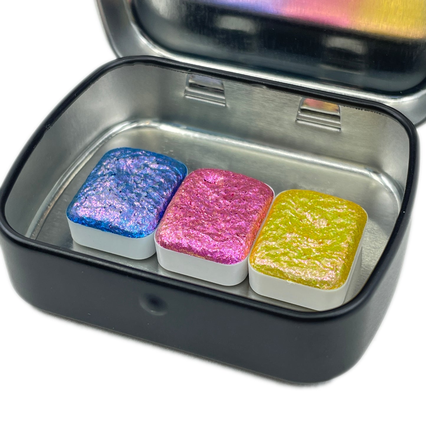 Limited Quarter Tropical Trio Set Handmade Color Shift Aurora Shimmer Metallic Chameleon Watercolor Paints by iuilewatercolors