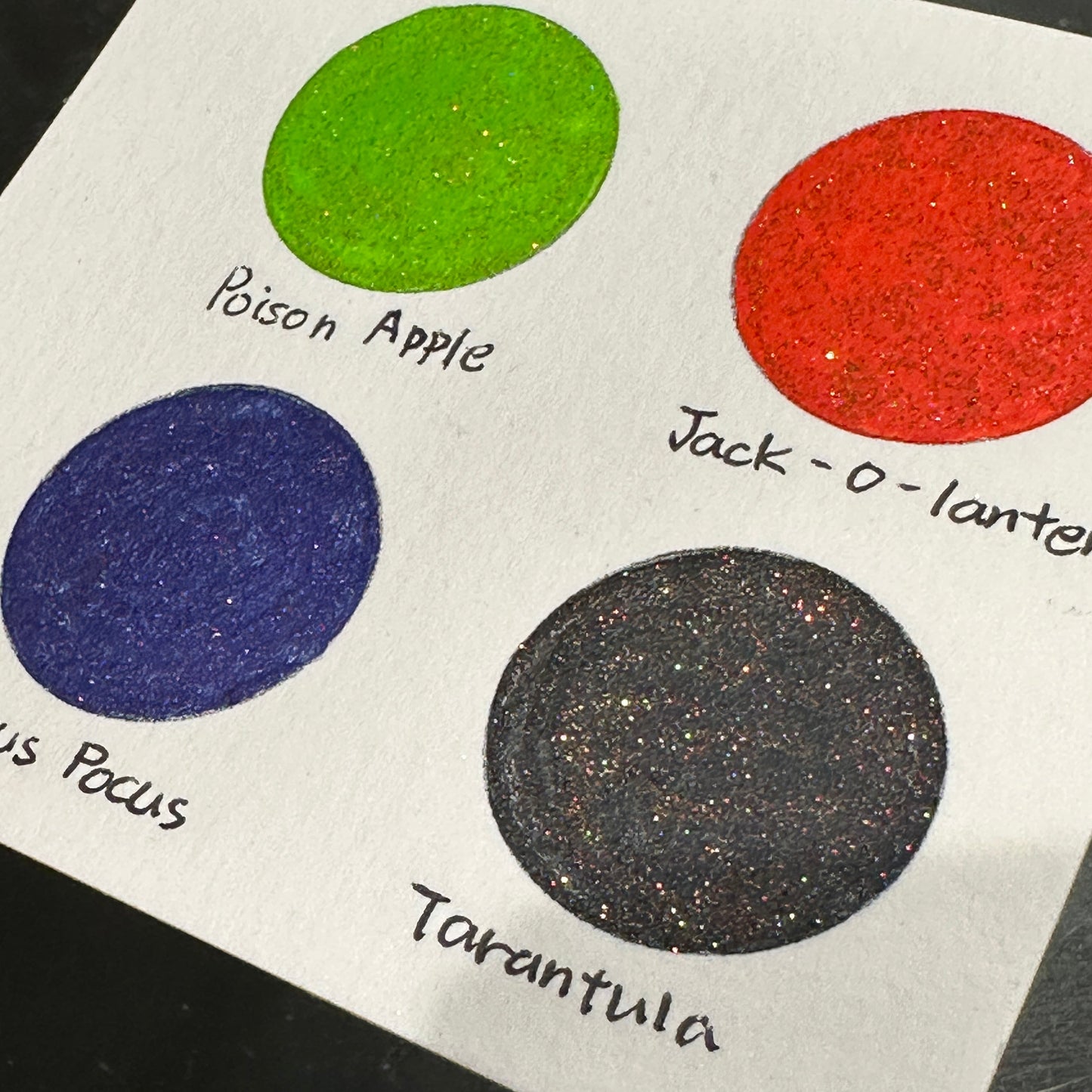 Hocus Pocus Halloween 2023 Handmade Shimmer Neon Glittery Watercolor Paints by iuilewatercolors