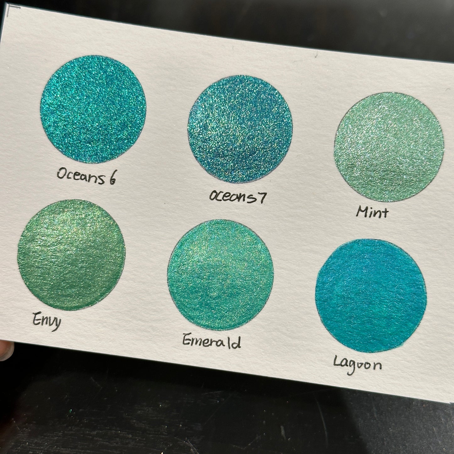 Teal set Handmade Shimmer Metallic Chameleon Colorshift Watercolor Paint Half By iuilewatercolors