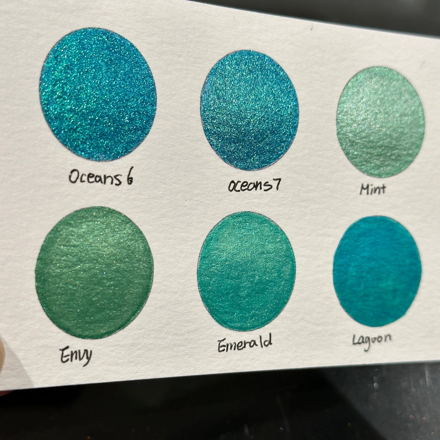 Teal set Handmade Shimmer Metallic Chameleon Colorshift Watercolor Paint Half By iuilewatercolors
